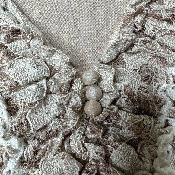 Scully Silk Womens Tunic Top Boho Flowy Sleeves Western Chic Beige Size Small - Picture 4 of 13